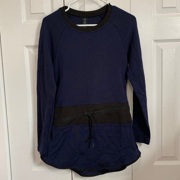 Kith blue and black ponte knit drawstring waist tunic top XS/S - Picture 3 of 9